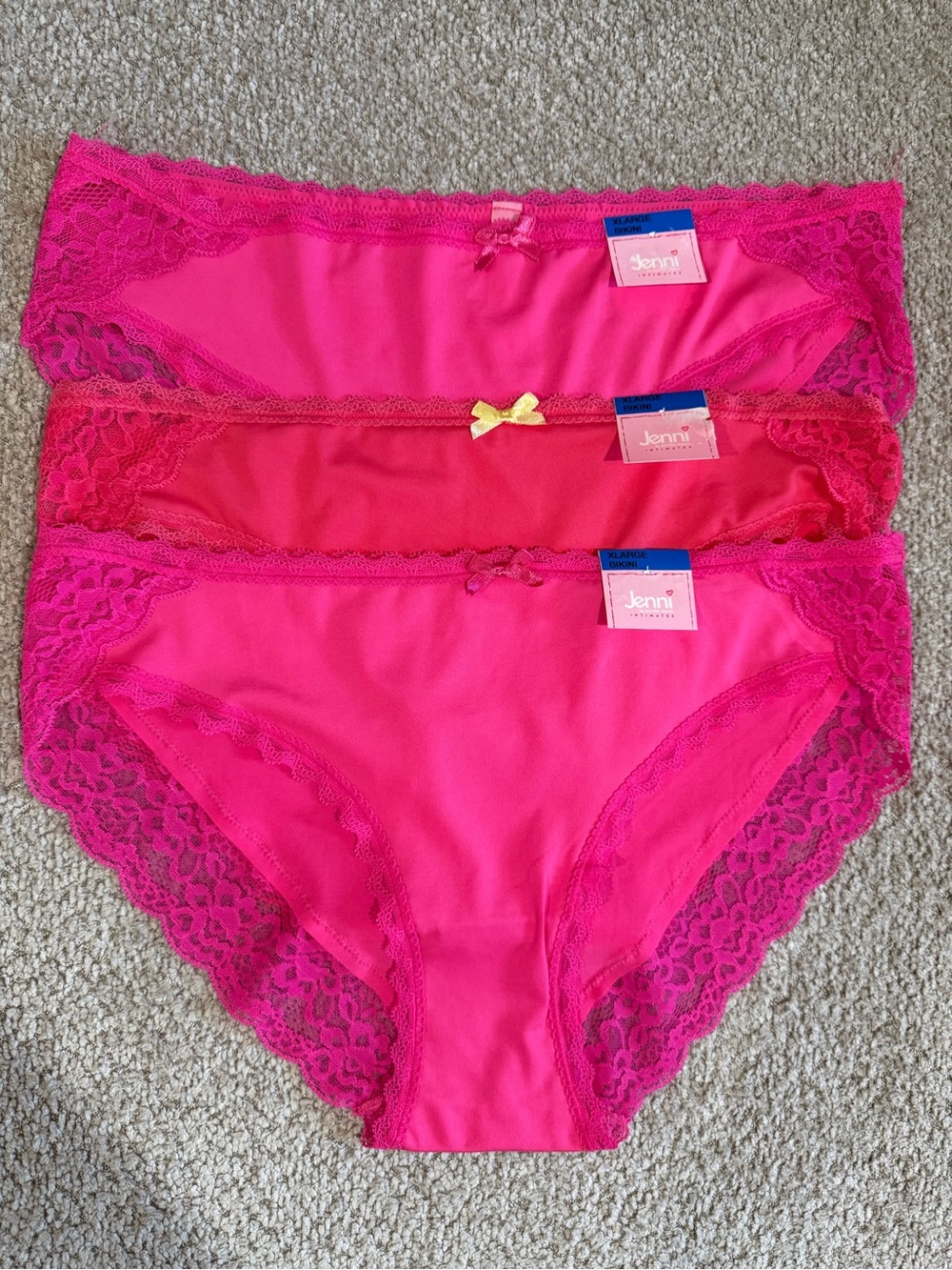 Jenni Hot Pink Lace Panties - 3 Pack